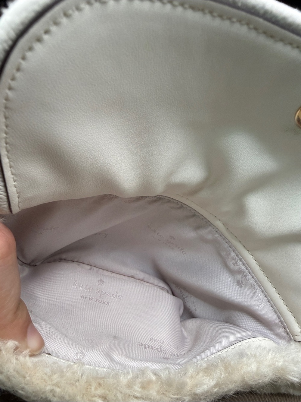 Kate Spade Rosie Faux Shearling Waist Belt Bag Fanny Pack Tan Fuzzy Furry Boho - Picture 6 of 16